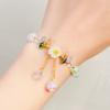 Cute Kids Glass Beaded Bracelet Princess Cartoon Crystal Flower Charm Bangle Handmade Jewelry Gift For Girls Students