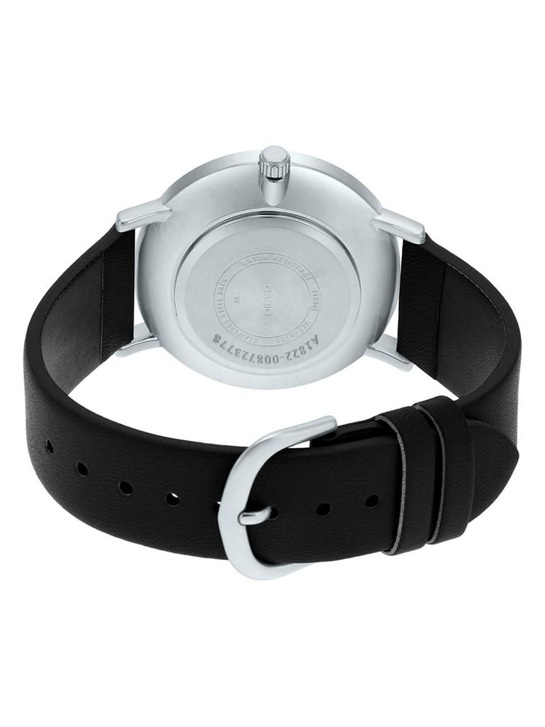 Casio Minimalist Black Dial Analog Watch with Black Leather Analog Watch with Quartz MTP-VT01L-1B2 Men's Band, White. Movement.