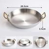 Stainless Steel Spanish Paella Pan Big Double Handle Round Flat Bottom Pan Western Restaurant Fried Chicken Pasta Plate Cookware