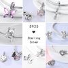 Pink Butterfly Charms Beadscopper Original Heart-Shaped Dog Paw Travel Charm Fit Bracelets Pendant For Women Jewelry Making