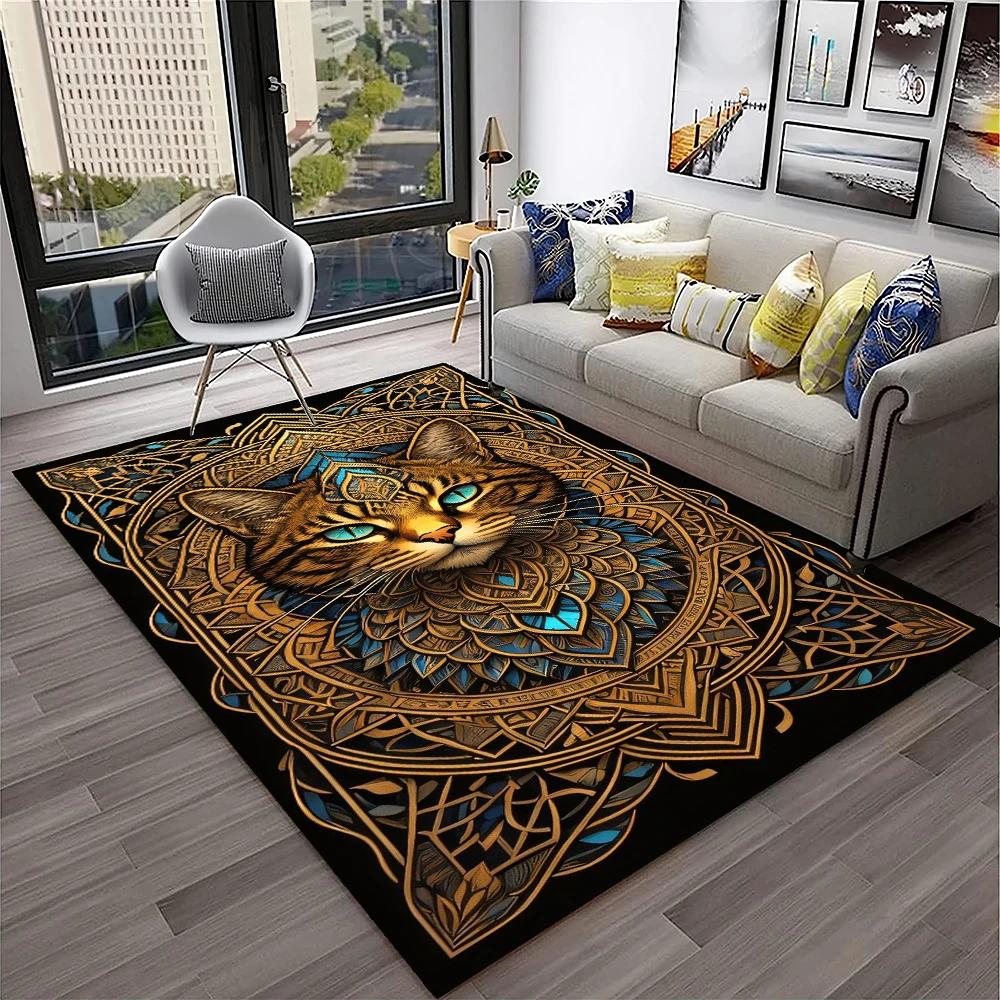 3D Cute Cat Flower Cartoon Carpet Rug for Home Living Room Bedroom Sofa Doormat Decor,Child Play Area Rug Non-slip Floor Mat