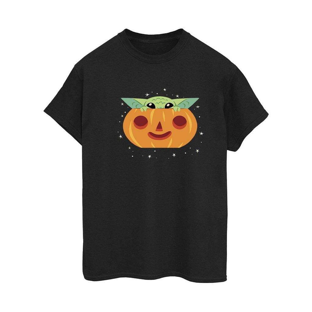 Star Wars Womens/Ladies The Mandalorian Grogu Pumpkin Cotton Boyfriend T-Shirt