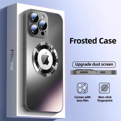 Matné pouzdro na telefon Mangetic pro magnetické bezdrátové nabíjení Pouzdra na mobil iPhone 15 Pro Max Full Lens Protect Funda Back Cover