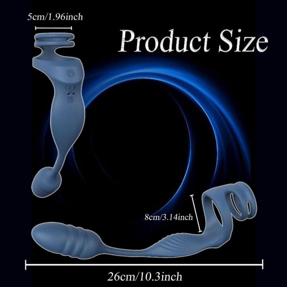 3 In 1 Vibrator Vibrating Penis Ring Anal Plug, Vibrating Cock Ring with Bullet, 10 Vibration Patterns, Remote Control, Sex Toys for Adult Men