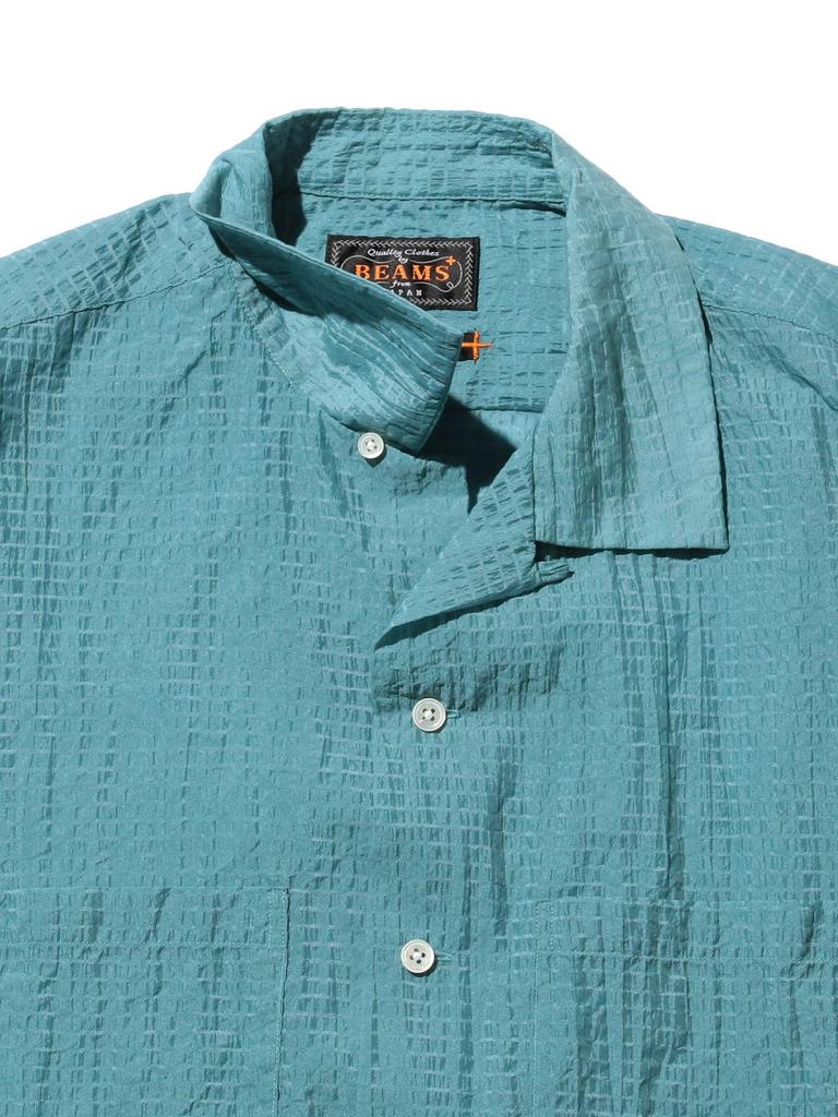 Beams Plus Men's Open Collar Bumpy Nylon S/S Shirt, Size S