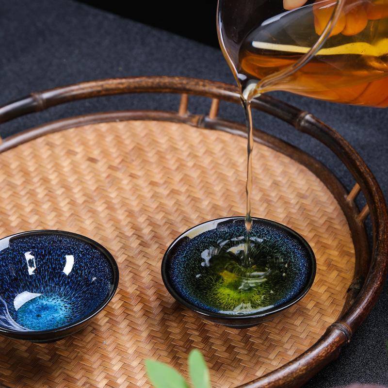 Kiln Change Tea Cup Ceramic Cups and Lanterns Kung Fu Small Tea Cups Master Cup Single Cup Jianjian Tea Set Tea Bowl Tea Cups Bucket Hats Cups