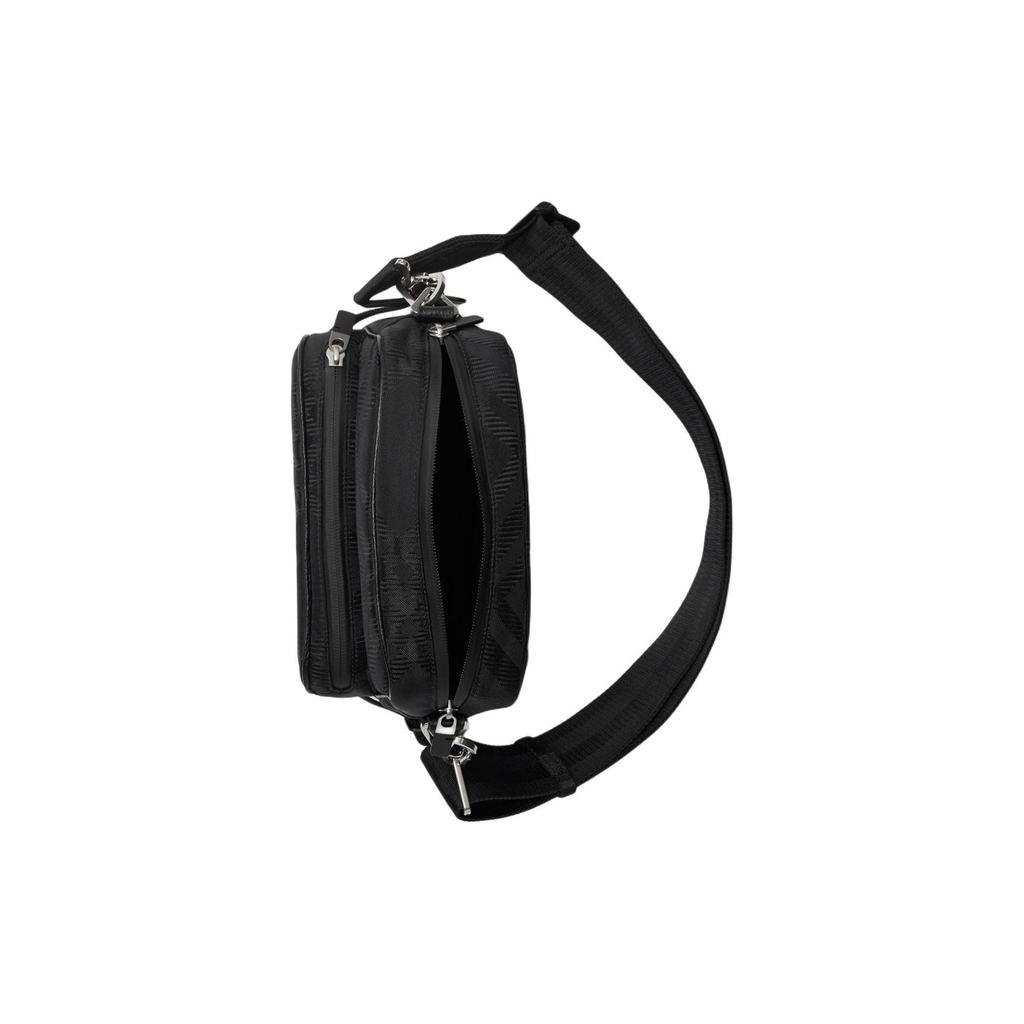 Burberry Monochrome Check Pattern Adjustable Shoulder Strap Leather Crossbody Bag Men Bags Black 80853801