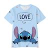 Summer Stitch Cartoon 3D Printed T-shirt Casual Short-sleeved Tops for Men and Women
