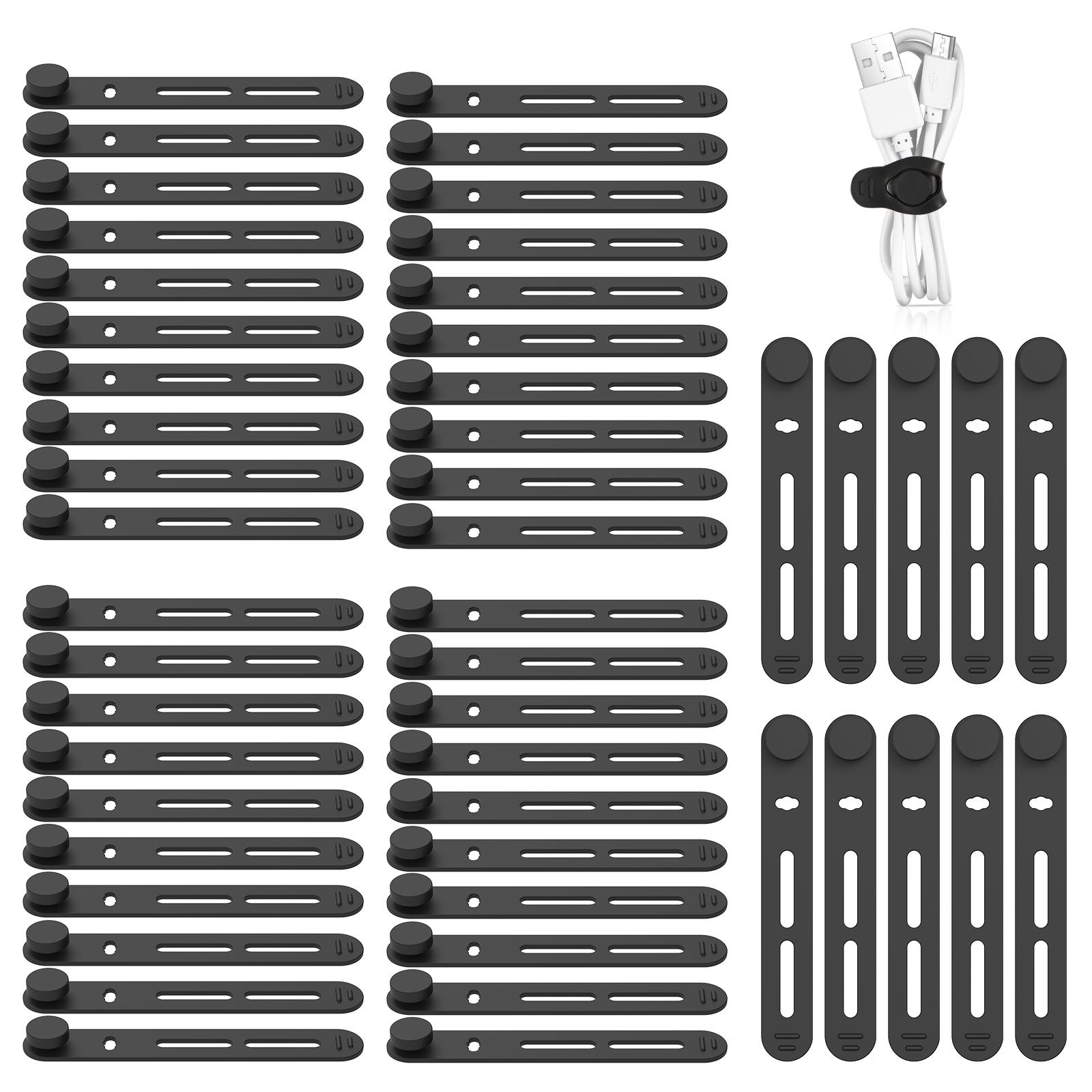 

50Pcs Reusable Silicone Cable Ties Wire Cord Organizer for USB Earphone Phone Charger Mouse Cable Organizer fixing 80x12 mm