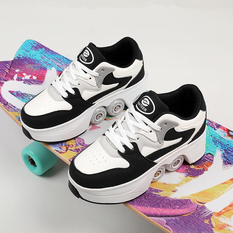 Kinder Rollschuh-Sneaker mit Doppelrollen für Jungen / Mädchen Verformbare Schuhe Rollschuhschuhe