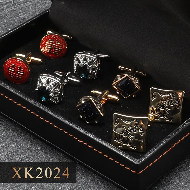 4 пары манжетных гвоздей для французских запонок, Мужские манжетные гвозди для костюмной рубашки, Светлая роскошь, Бизнес, Подарочная коробка.