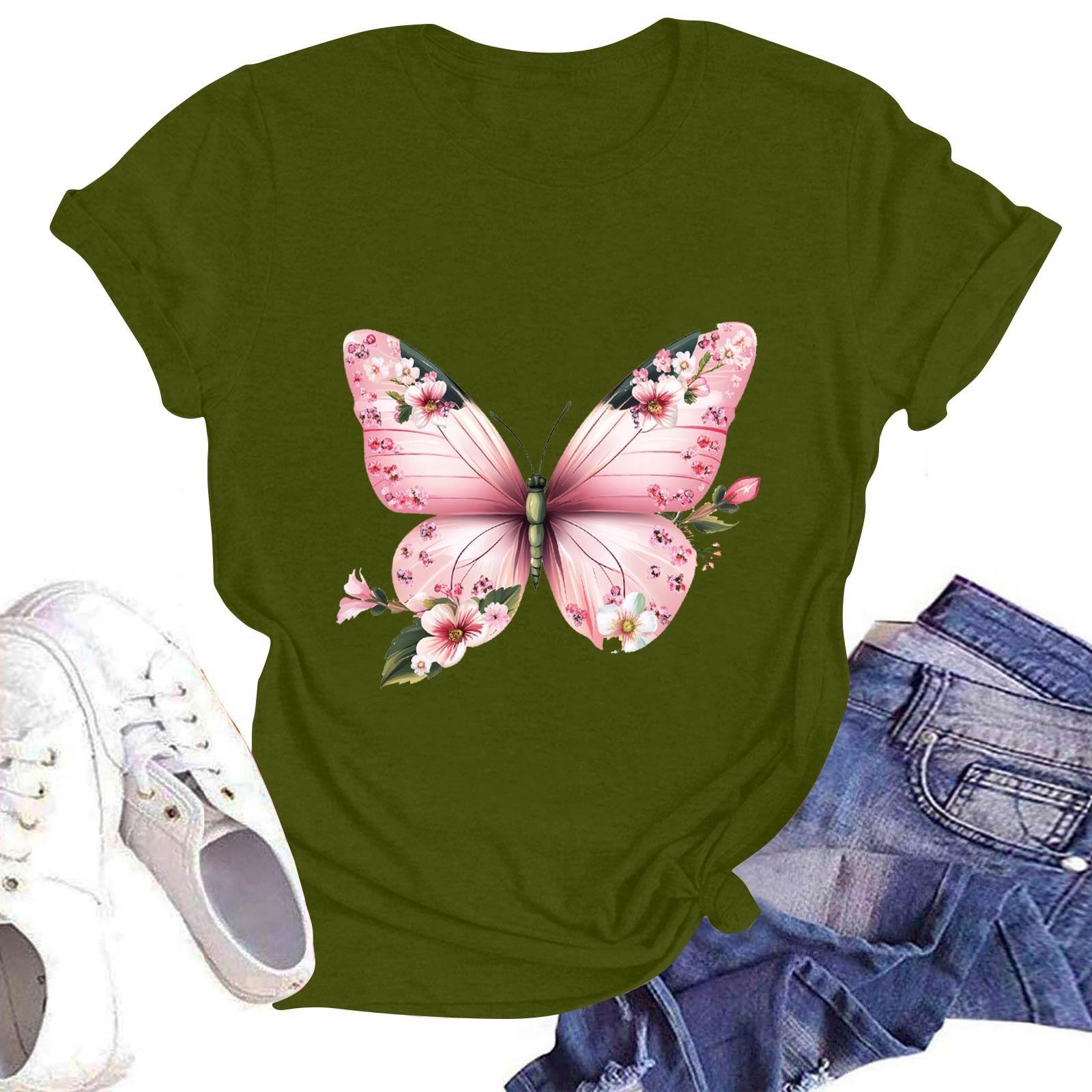 

Женская повседневная футболка с круглым вырезом и коротким рукавом L армия зеленый