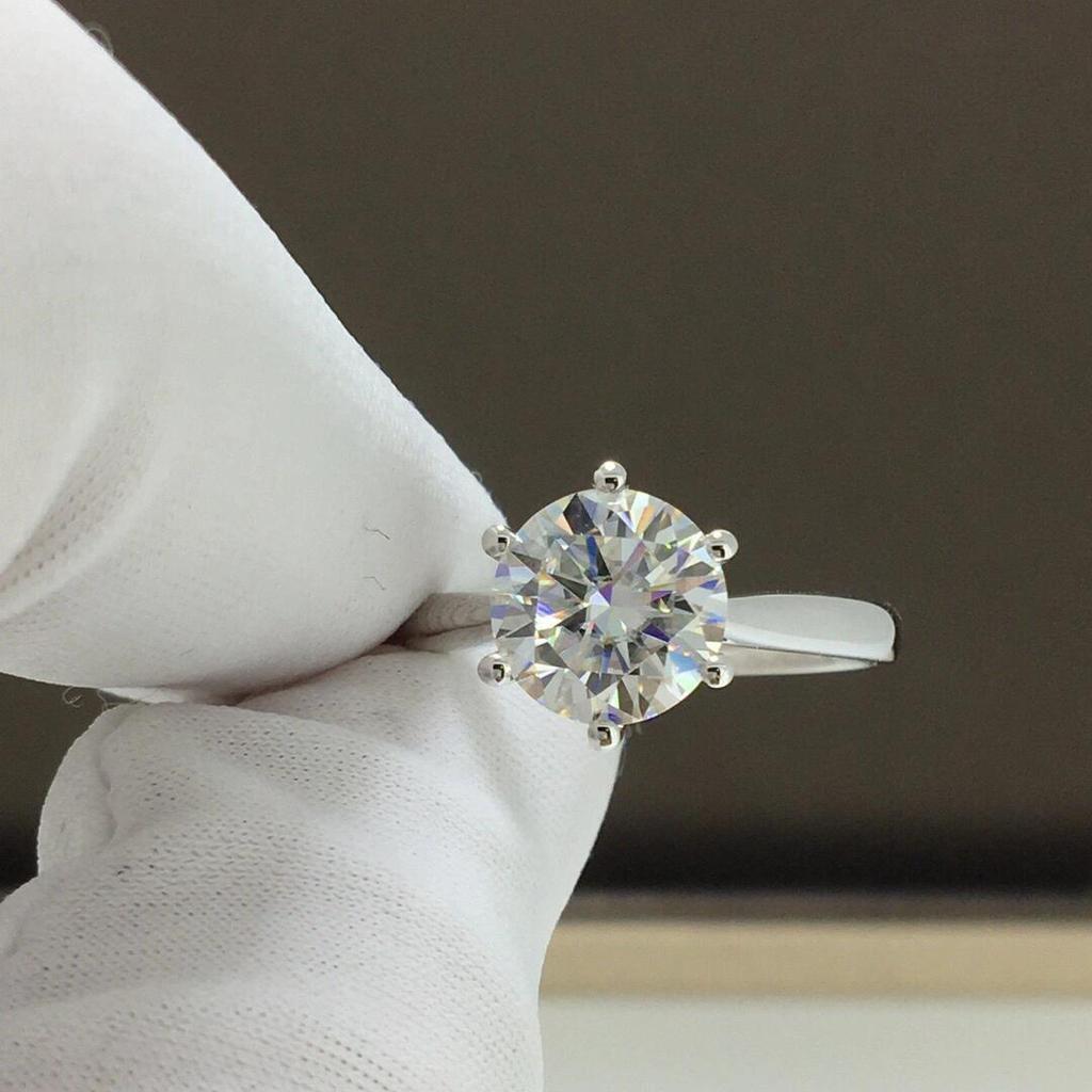 S925 Sterling Silver Moissanite Six-Prong Zircon Engagement Ring for Women – Romantic Bridal Jewelry