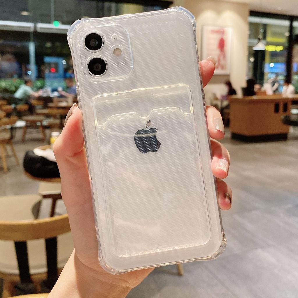 Transparent TPU Card Holder Mobile Case for Apple 11/14/15/16Pro/Xs