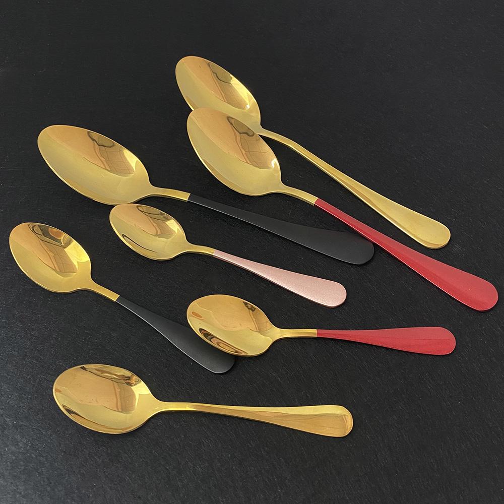Stainless Dinnerware 4pcsset Grade Food Steel Mirror Rainbow Cutlery Set Kitchen Fork Coffee Spoon Knife Tableware Silverware Set