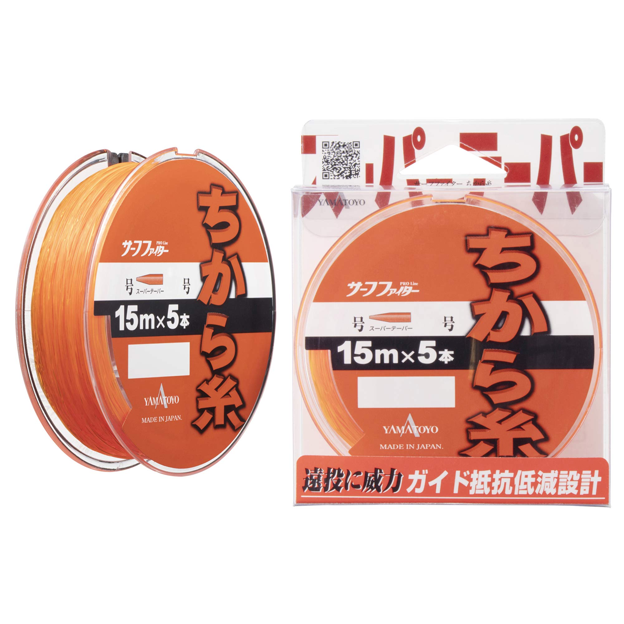 

YAMATOYO Nylon Line Surf Fighter Power Thread 15m x 5 Size 2-8 Orange