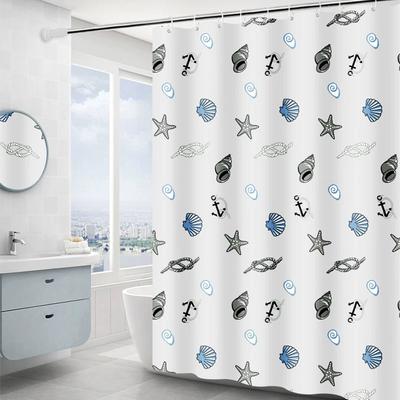 Simple Small Shell Shower Curtain Bathroom Waterproof Curtain Opaque Privacy Protection Easy To Scrub Toilet Decoration Curtain
