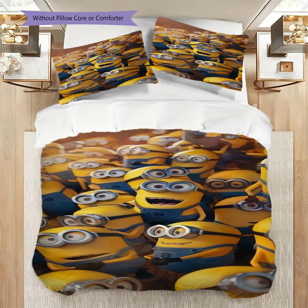 Despicable Minions Wallpapers Threepiece Set 1 Duvet Cover 2 Pillowcase Without Core Duvet Cover And Pillowcase Christmas Birthday Gift