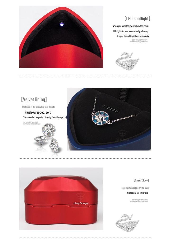 Herzförmige Leuchtende Schmuckschatulle: Luxuriöse beleuchtete Ring- & Halsketten-Box