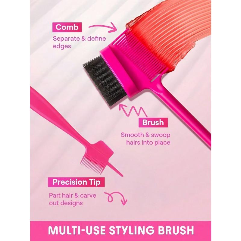 1PC Double Sided Edge Control Brush, 3-In-1 Styling Tool With Boar Bristles For Smooth Baby Hair And Eyebrows, Professional Hair Edge Brush