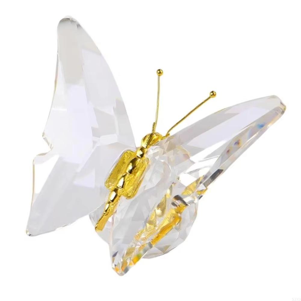

Transparent Crystal Butterfly Statue Shimmering Finish Intricate Design Butterfly Ornaments Color Butterfly Glass Base