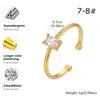 Anello Aperto Quadrato in Acciaio Inossidabile con Zircone Colore Oro Anelli Geometrici con Zirconia Cubica Gioielli Sottili per Feste Regali
