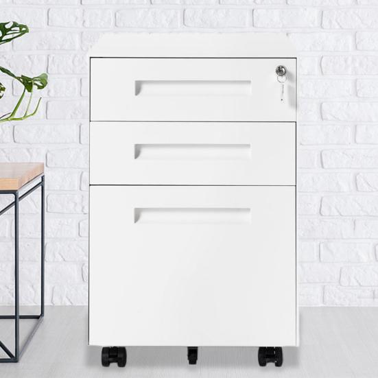 Modern White/Black File Cabinet Storage Container with 3 Drawers Office Decor