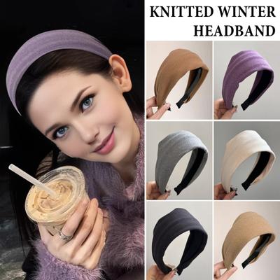 Wide-brimmed Headband Thickened Sponge Filling Soft Knitted Fabric Hair Hoop Autumn Winter Versatile Hair