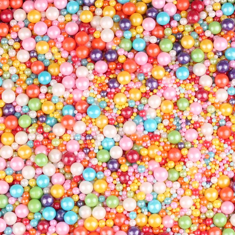 Decorações de Bolo de Pérolas de Açúcar Brancas, Douradas e Prateadas - Bolinhas Redondas para Confeitaria, Sorvete e Panificação - Pérolas de Açúcar Coloridas Mistas em Forma de Agulha.