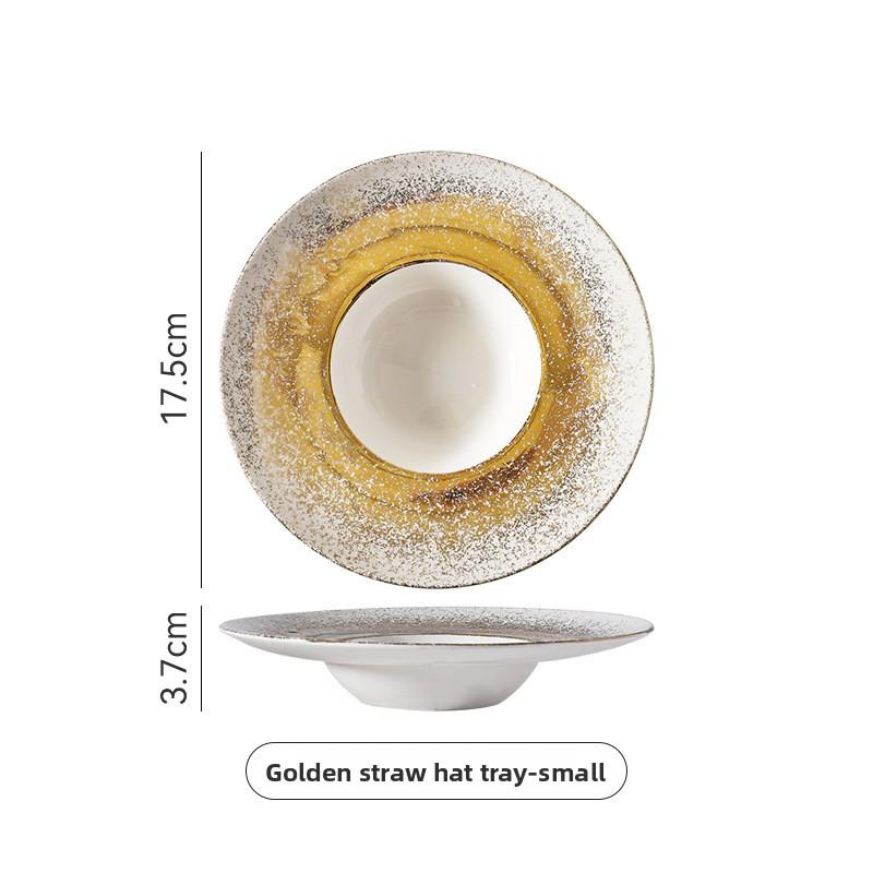 Ceramic Hat Plate Luxury Hotel Tableware Creative Western Dinner Plate Gradient Spray Pasta Dish