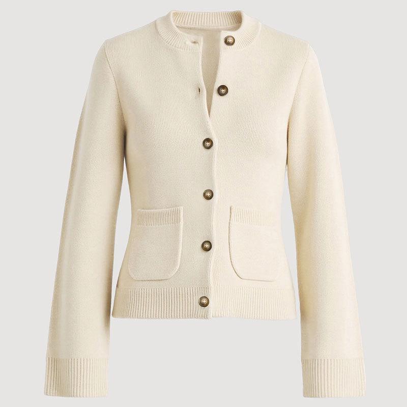 2026 Autumn/Winter Cross-Border Style Knit Cardigan: Single-Breasted, Round Neck, Waist-Cinching Sweater Top