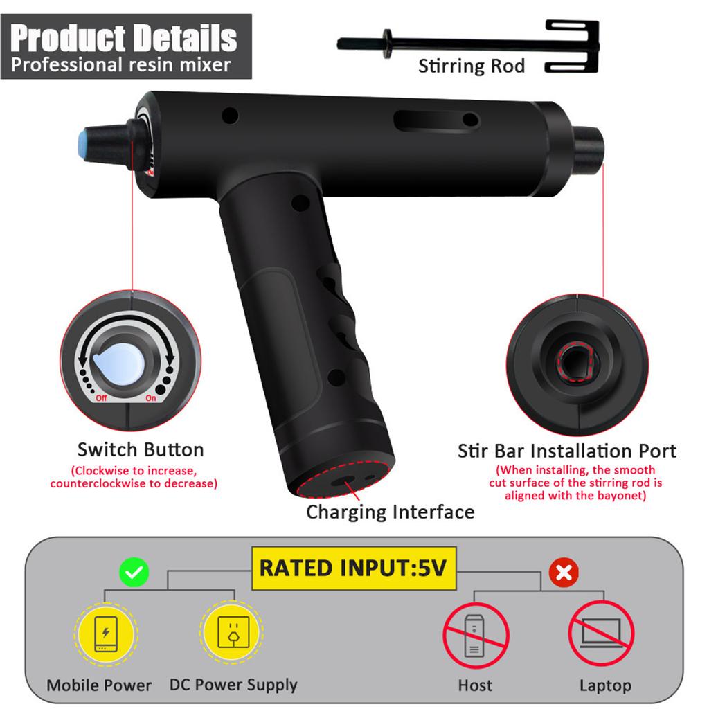 Foldable Resin Mixer Electric Epoxy Mixer Adjustable Speed Mixer Resin Crafting Tool Electric Resin Stirrer for Resin