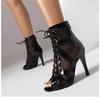 Dames Kant-up Mesh Hoge Hak Jazz Laarzen - Hol Ontwerp en Peep-Toe Dansschoenen, Ook Verkrijgbaar in Grote Maten.