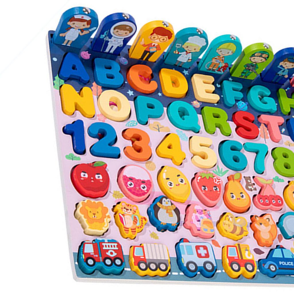 Wooden Puzzles Toddler Toys Educational Bright Color Number Shape Puzzles Board Learning Toys Fruit