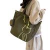 Womens Bag Large Capacity Shoulder Bag Canvas Handbags Cat Print Shopping Bag Student School Bag for Daily Travel Dating  Green