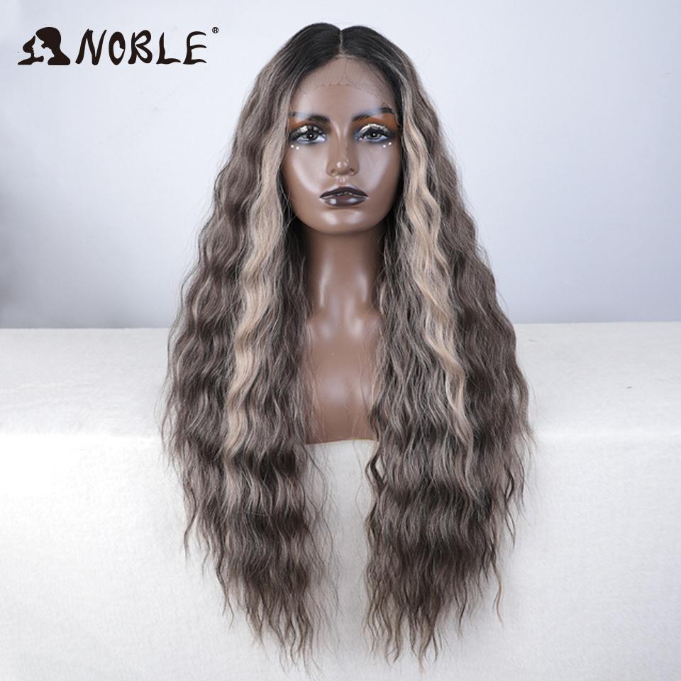 Noble Synthetic Lace Front Wig Long Wavy Ombre Blonde Wig Red Wigs Lace Part Synthetic Lace Wigs For Women Lace Front Wigs