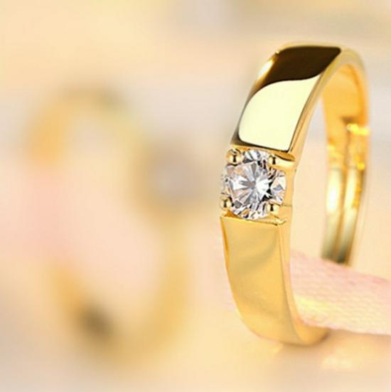 Men s Moissanite Open Adjustable Trendy Ring with Inlaid Diamond