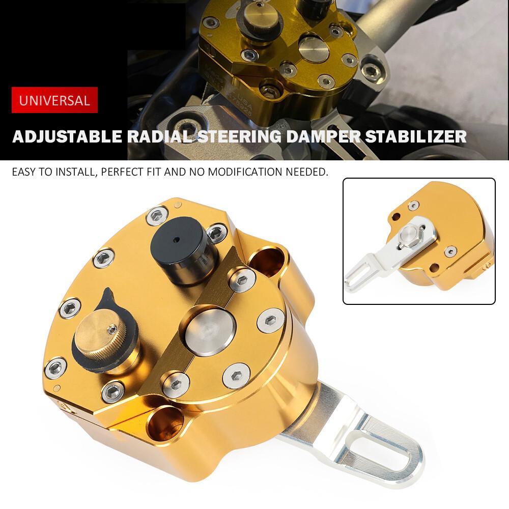 Motorcycle Adjustable Steering Damper Stabilizer Safety Golden Universal