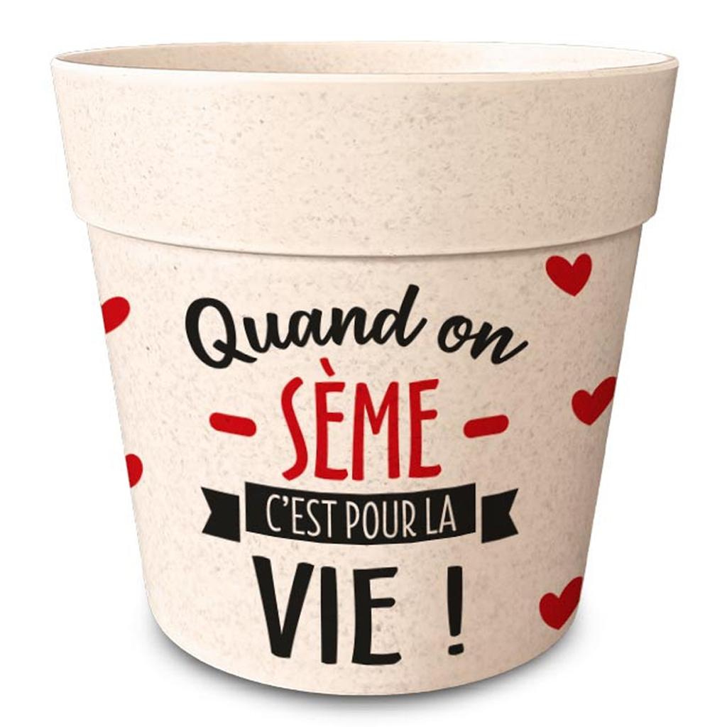 Les Trésors De Lily [R6637] - Bamboo Planter 'Messages' Black Red Beige (When We Sow It Is for Life! ) -  14x12cm