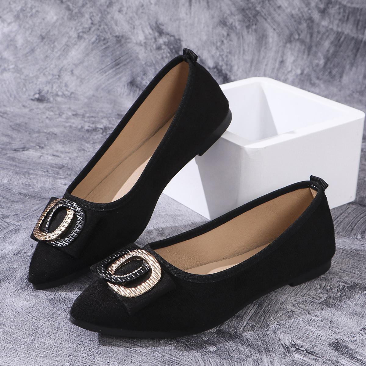 Модные женские балетки Весна Осень Балетки Металлическая пряжка Туфли для женщин Платье — фото 3