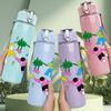 1PC Colorful Kids Party Doodle 750ml Color Plastic Sports Water Bottle Leakproof Flip Straw Lid Suitable for Sports Office Home Use