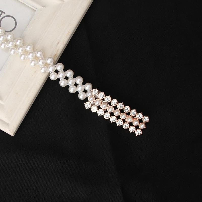 Fashion Ladies' Elastic Waistband with Pearl Thin Simple Rhinestone Waist Chain Elegant Pearl Waist Belt For Women
