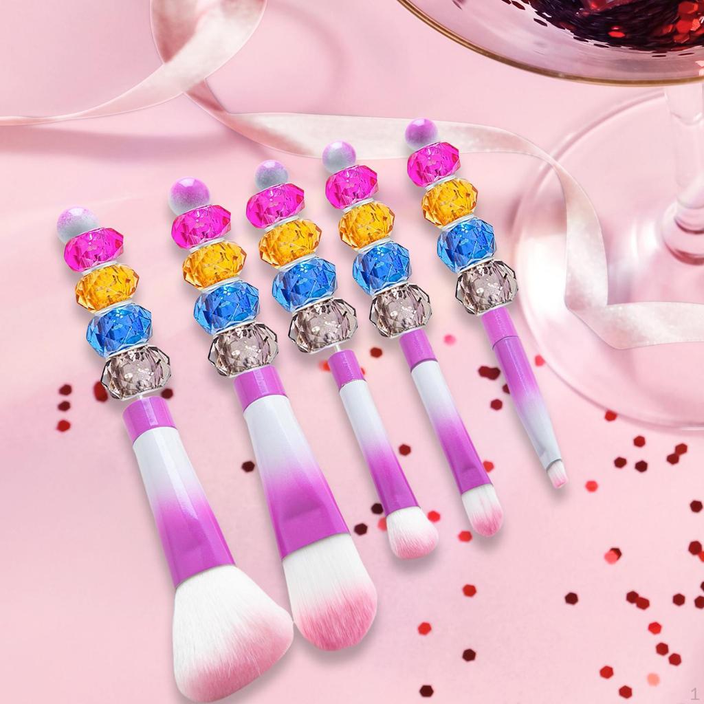 5 Pieces Beaded Eyeshadow Brush Make Up Tool Kits DIY Foundation Angled Beauty for