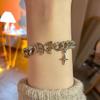 Women Exaggerated Fashion Personality Rhinestone Butterfly Cross Bracelet Hand Jewelry