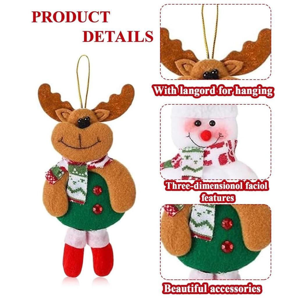 HOM 4 Stück Weihnachtsbaumschmuck - Weihnachtsdeko mit Weihnachtsmann-Ornamenten für Weihnachtsbaum, Tür, Fenster (Rot, 4 Stück)