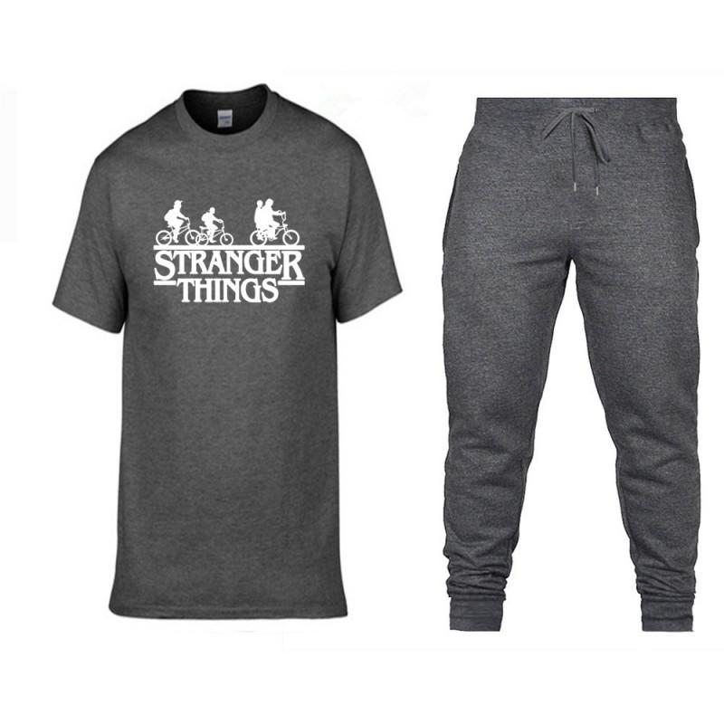 Mens Cotton Short Sleeve T-Shirt Pants Set Casual Sportswear Outfit Teens Young Adults