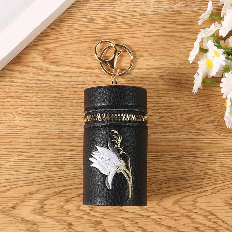 New embroidered lychee pattern lipstick bag change bag keychain girls pendant earphone bag mouth red envelope