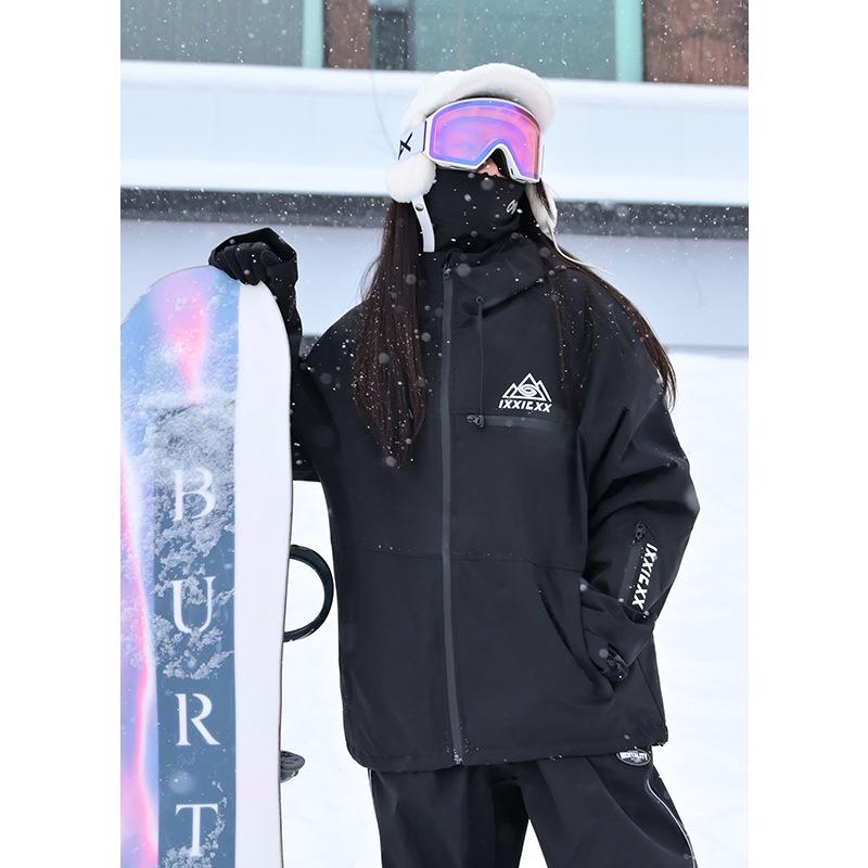 

Winter Windproof Waterproof Cotton-Padded Ski Suit with Letter Print & Warm Hood for Men & Women XL