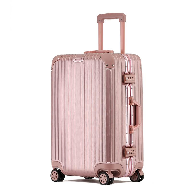 Aluminum-Magnesium Alloy Trolley Case with Universal Wheels, 24" Carry-On for Student Travel & Men's Business, with Combination Lock.
