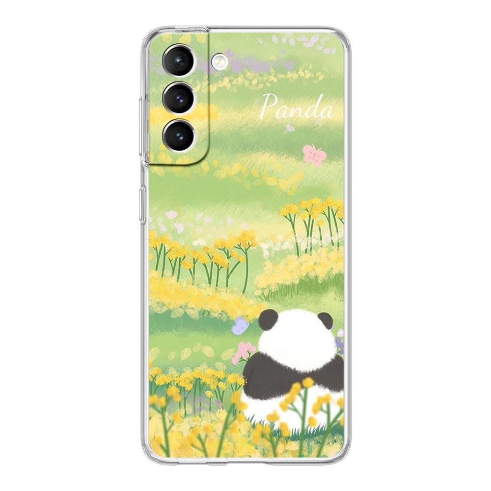 Cute Panda Climbing Bamboo Phone Case For Samsung Galaxy S24 S23 S22 S20 Ultra S21 FE 5G S10 S9 Plus S10E S8 Soft Clear Cover